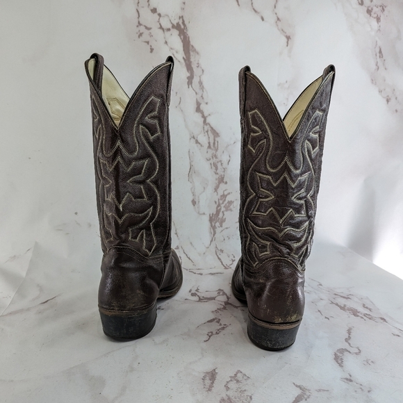 Vintage Cowboy Boots Mens 9.5 Brown Silverado Leather Western USA - Picture 3 of 11